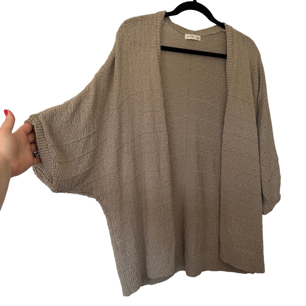 Gentle Fawn (S) Taupe Open Knit Cardigan Dolman Sleeve Oversized Boho Sweater